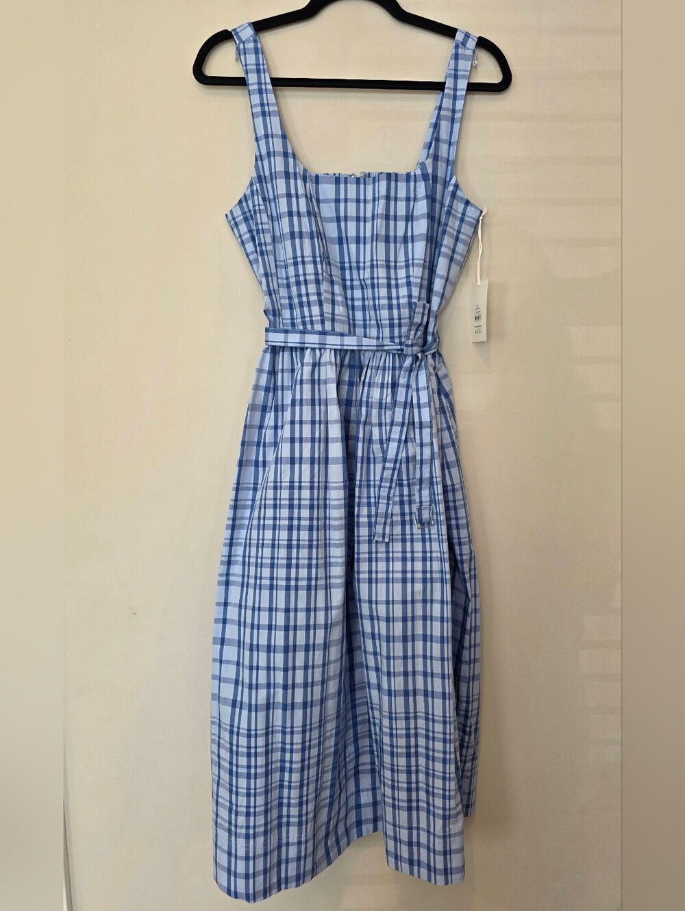 Free Assembly Size M 8/10 Blue White Belted Midi Dress Farmcore Cottage NWT - Picture 4 of 9